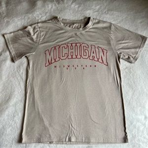 Michigan t shirt, color tan and red, size medium, super soft